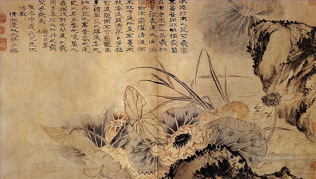 Shitao en el estanque de lotos 1707 tinta china antigua Pintura al óleo